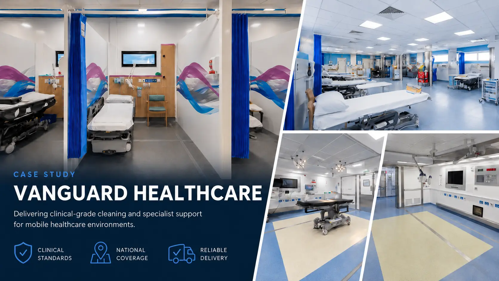 Vanguard Healthcare Solutions case study showing specialist cleaning support for mobile clinical facilities